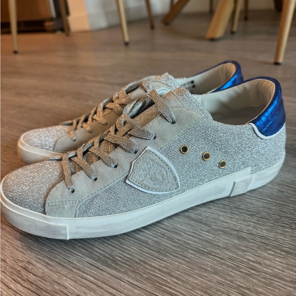 Phillipe Model Paris Silver and Blue Sneakers